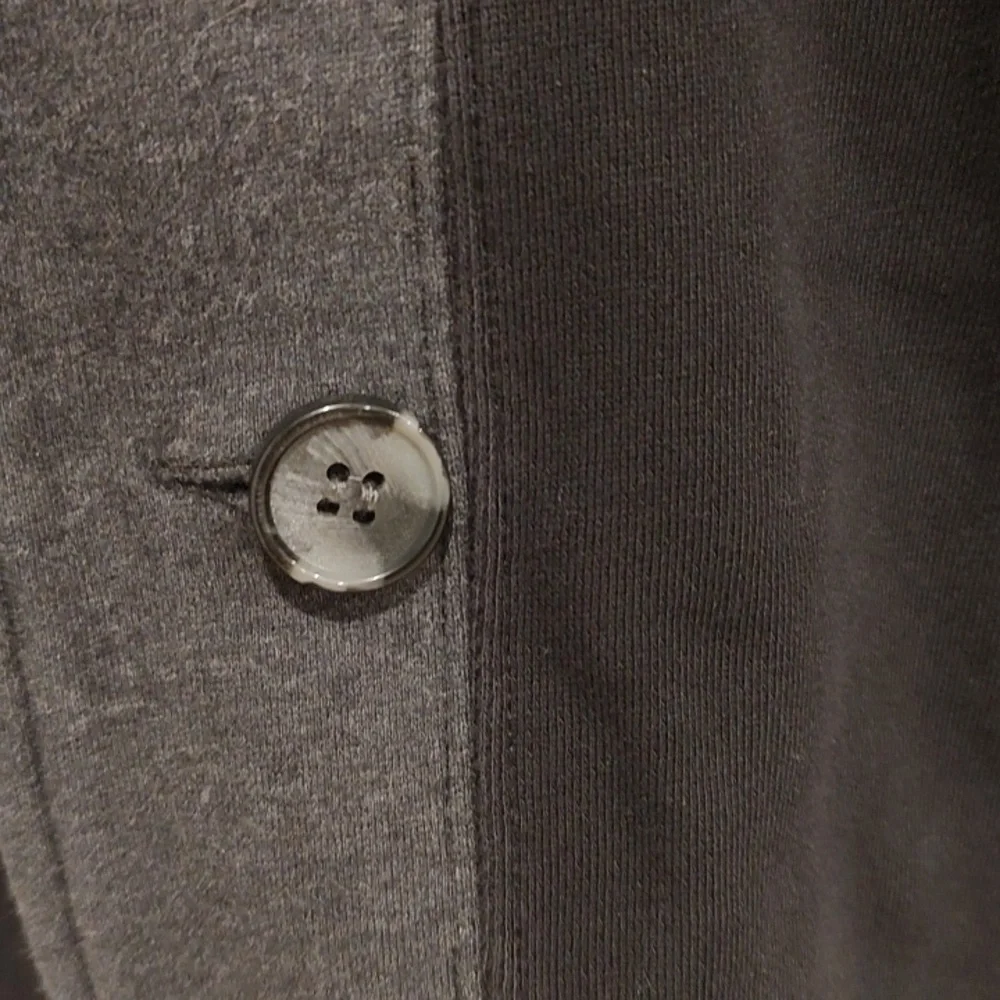 100% Cotton Black & Grey Grandpa Button-Up Sweater Preppy Quiet Luxury Soft Cozy